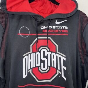 Nike Ohio State Buckeyes Hoodie Mens Size L Black Dri-Fit Sweatshirt On Field